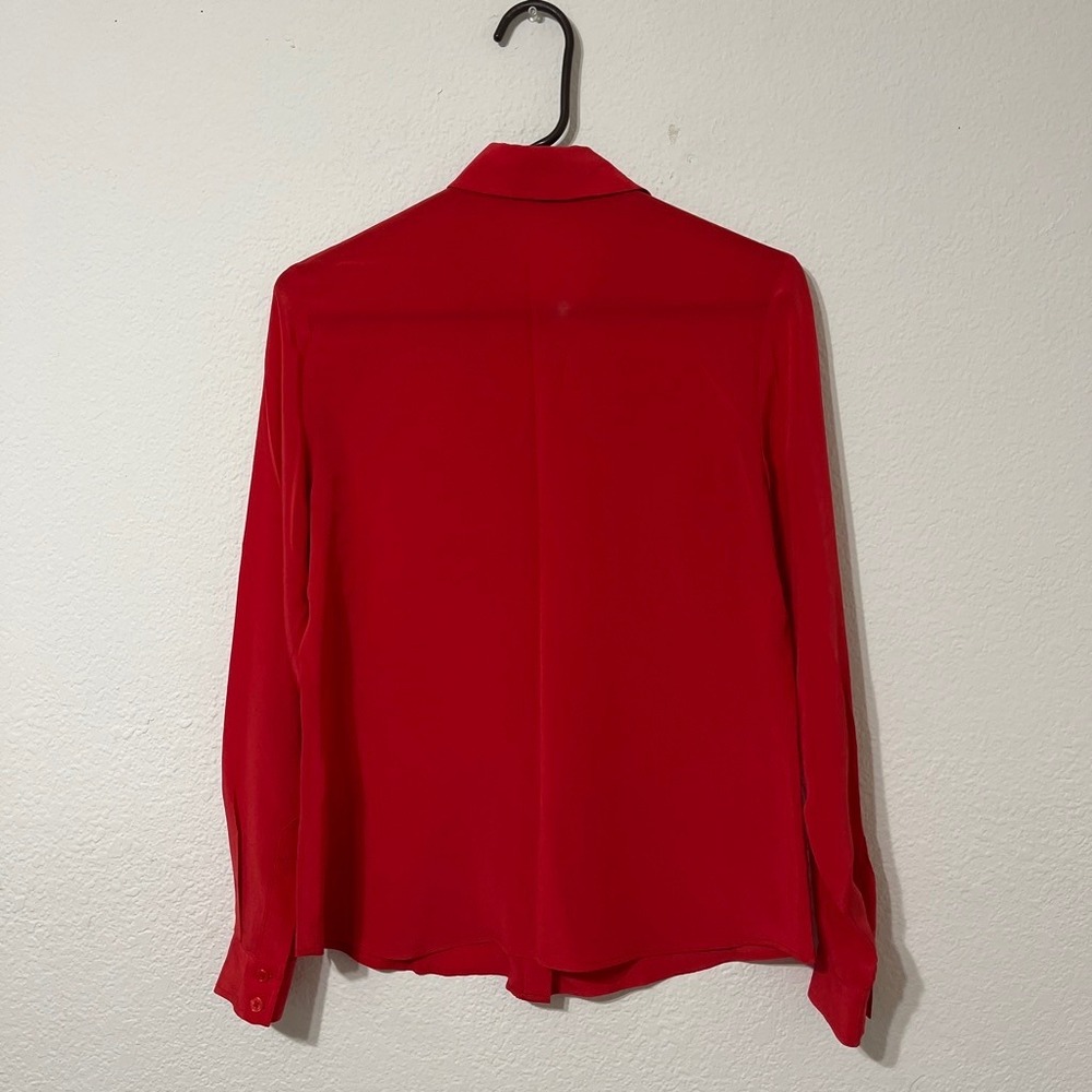 Wyatt 100%Silk Red Button Up Blouse Office Quiet Luxury Old Money Classic  Top S - Picture 3 of 7